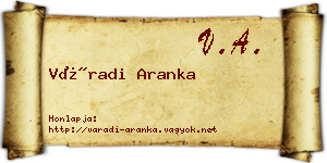 Váradi Aranka névjegykártya